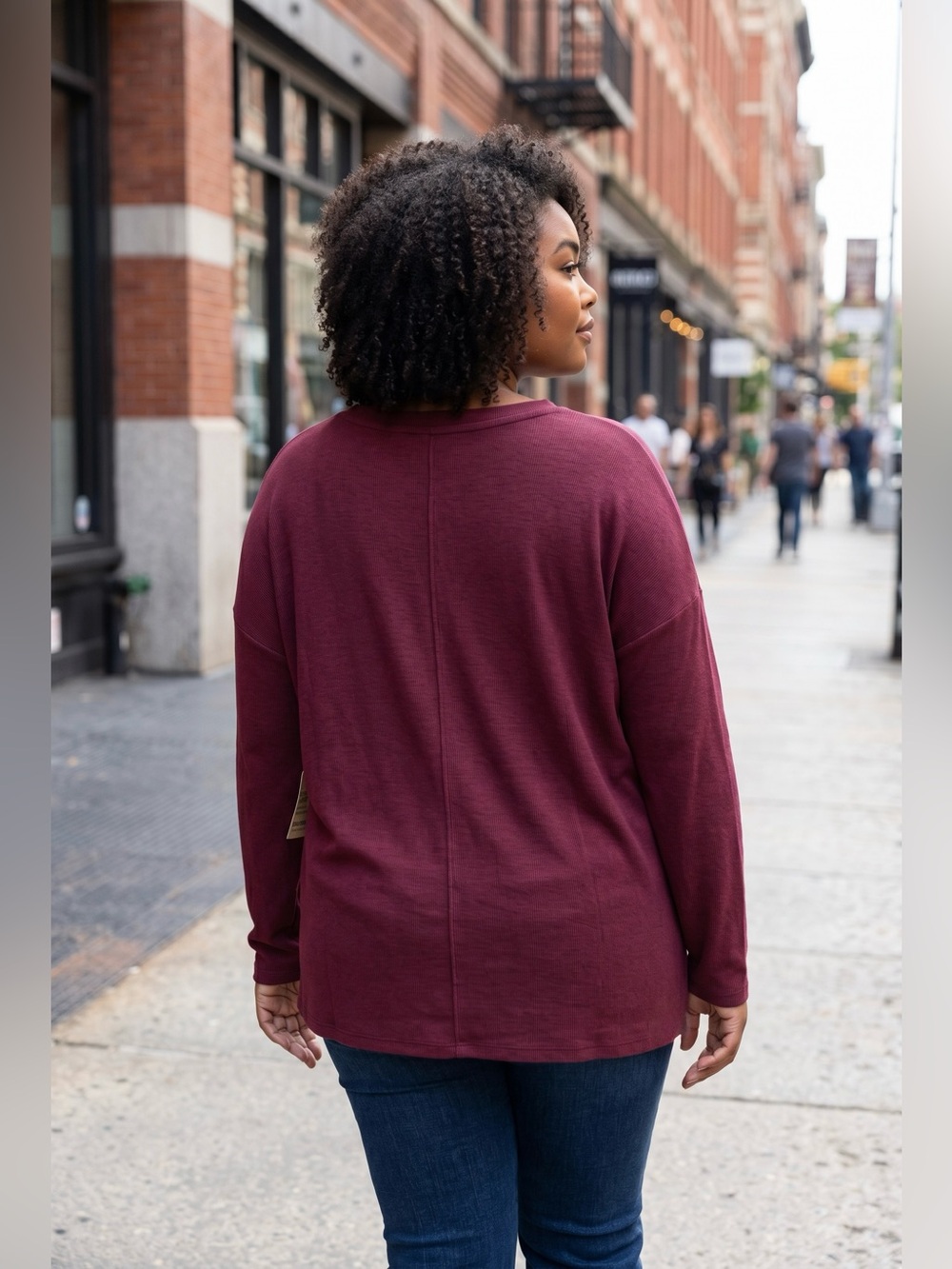 St. John's Bay Burgundy Fleece long Sleeve Relaxed sweatshirt - Picture 2 of 5